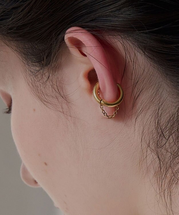 Phoebe <オンワード限定セット>【金属アレルギー対応】シューティングスターステーションネックレス×ワンタッチドレープイヤーカフ/サージカルステンレス ゴールド