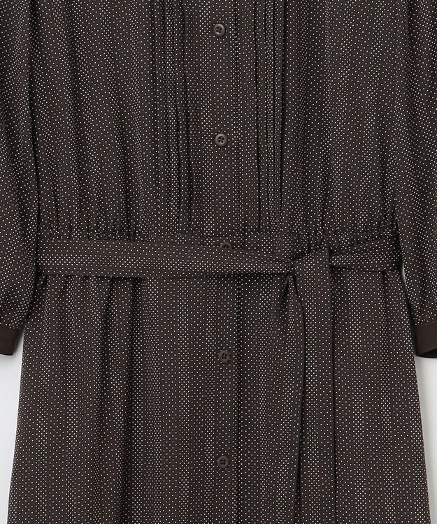J.PRESS LADIES L 【洗える】ドットデシンプリント ピンタック ワンピース ダークブラウン系
