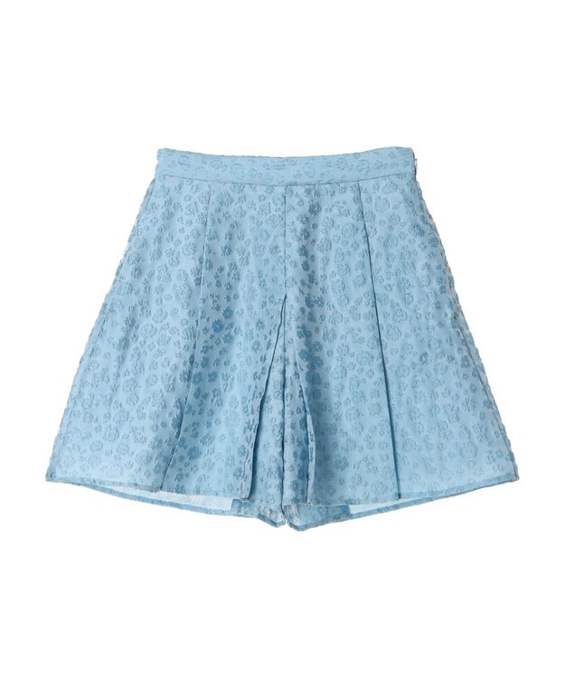 Green Parks タック入りジャガードキュロットパンツ Sax