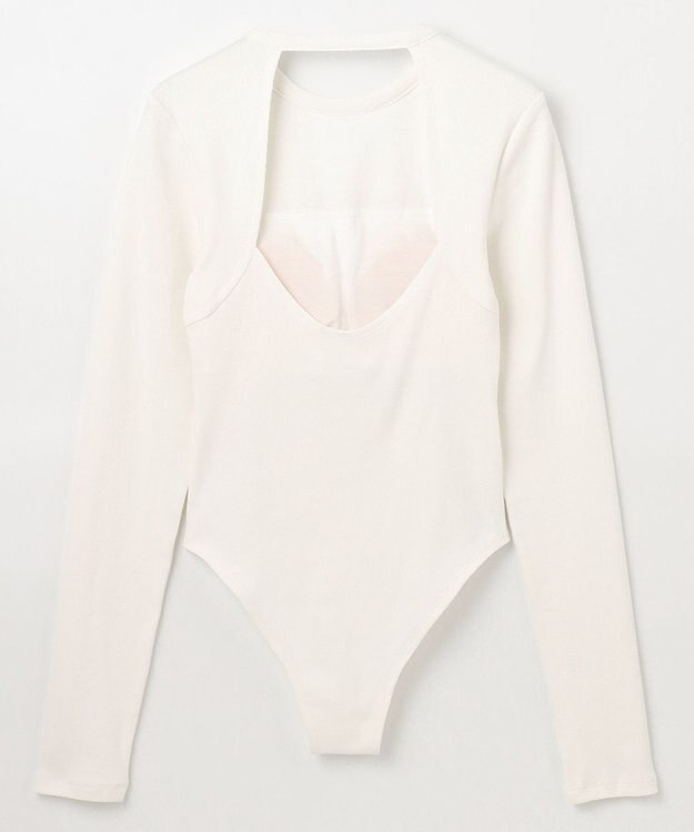 NAVE 【Nave・洗える/ストレッチ素材】ボディスーツ ロングスリーブ ホワイト系