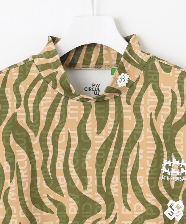 PW CIRCULUS 【UV遮蔽率99.5%  UVカット/速乾/ストレッチ】【MEN】ストライプカモフラ モックT ゴルフ カーキ系5