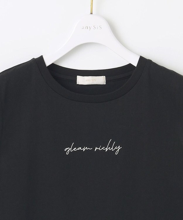 ANY SIS 【洗える】ノースリーブロゴ Tシャツ ブラック系