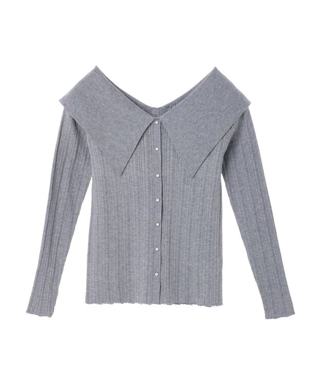 earth music&ecology ２ｗａｙビッグカラーニットプルオーバー Light Gray
