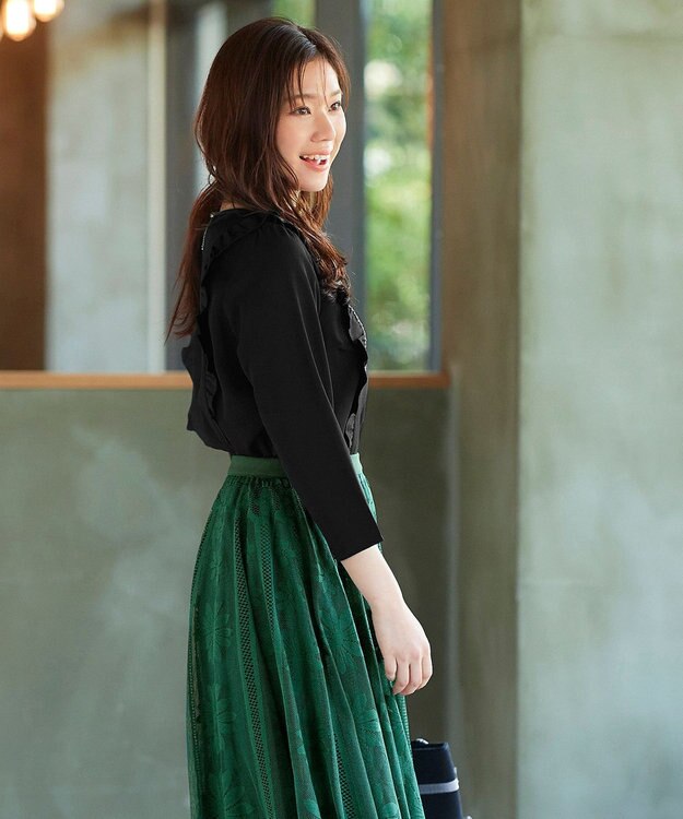 Tiaclasse 【洗える】フリルブラウス ブラック