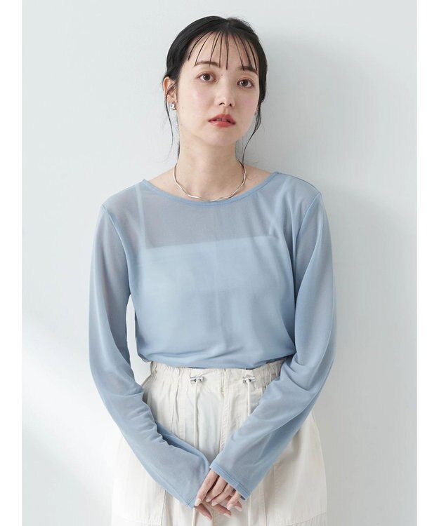 earth music&ecology シアーカットプルオーバー Grayish Blue