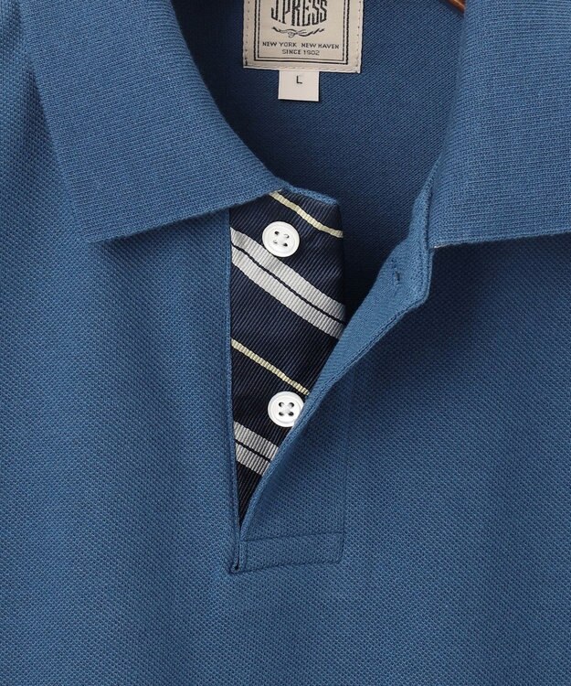 J.PRESS MEN レジメンタル ポロシャツ ブルー系