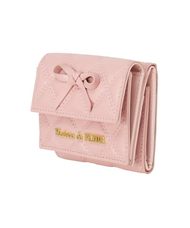 Maison de FLEUR リボンチャームキルティングプチウォレット Pink