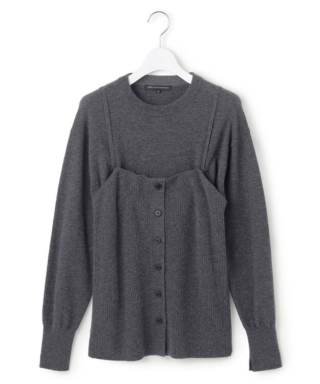 23区 【洗える】レイヤードビスチェ ニット グレー系