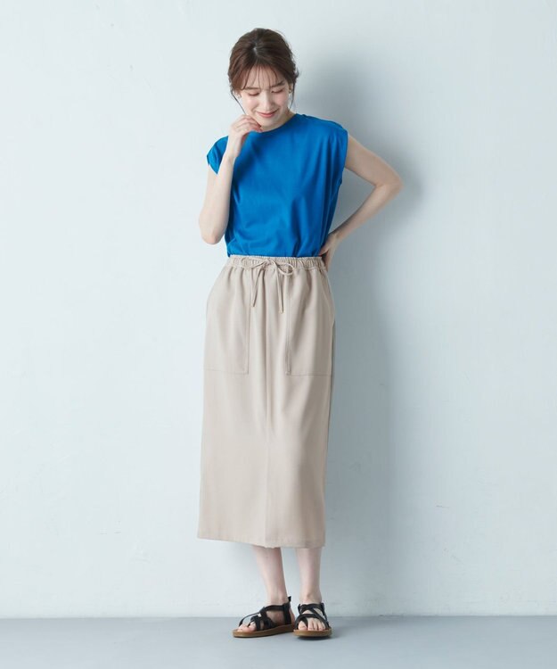 ANY 【接触冷感/UVケア/ウエストゴム/洗濯機可能】イージケアタイトスカート グレージュ