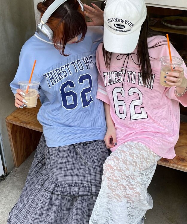 WEGO ナンバリングメッシュビッグT サックス