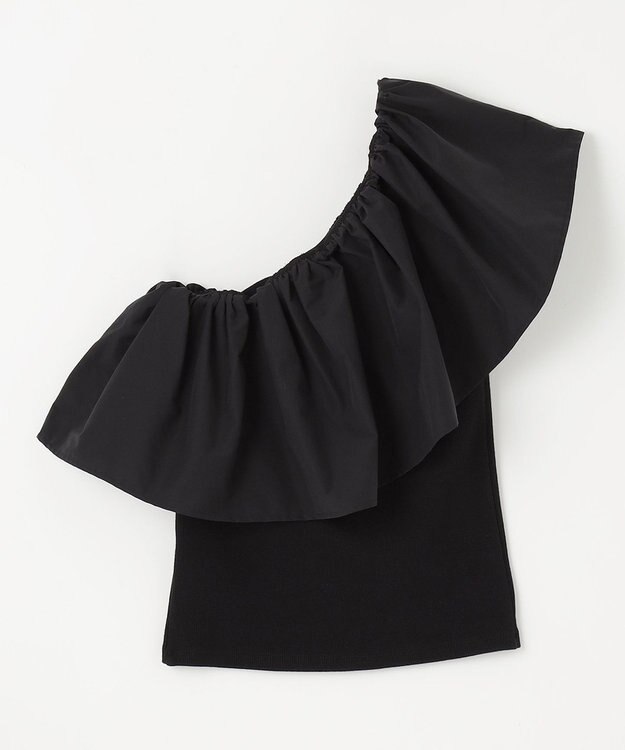 NAVE 【Nave・洗える/撥水/ストレッチ素材】ライトタフタ ワンショルダーブラウス ブラック系