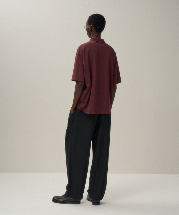 ATON FRESCA KNIT | ハーフスリーブポロセーター - UNISEX BURGANDY