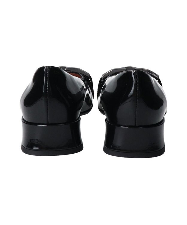 INTER-CHAUSSURES 【INTER-CHAUSSURES】スクエアトウローヒールバックルパンプス ブラックエナメル