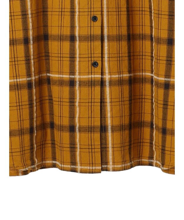CRAFT STANDARD BOUTIQUE 先染めチェック（小）バンドカラー袖ＲＩＢ　ＯＰ Mustard
