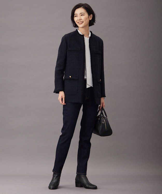 J.PRESS LADIES 【洗える】BASIC STRETCH DENIM スキニー パンツ ネイビー系