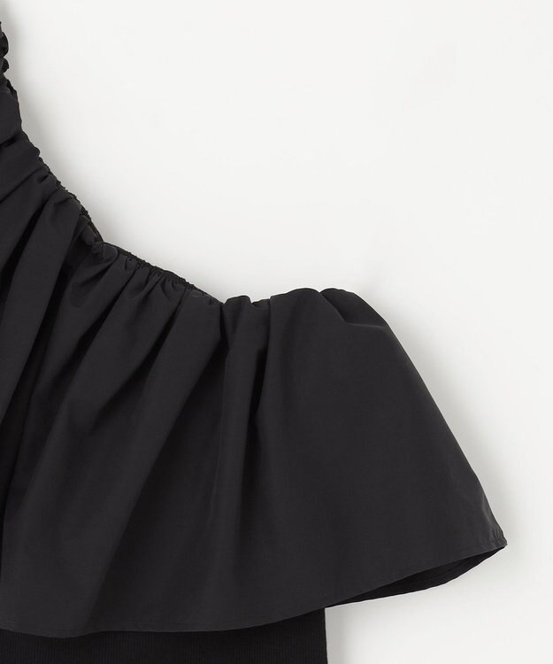 NAVE 【Nave・洗える/撥水/ストレッチ素材】ライトタフタ ワンショルダーブラウス ブラック系