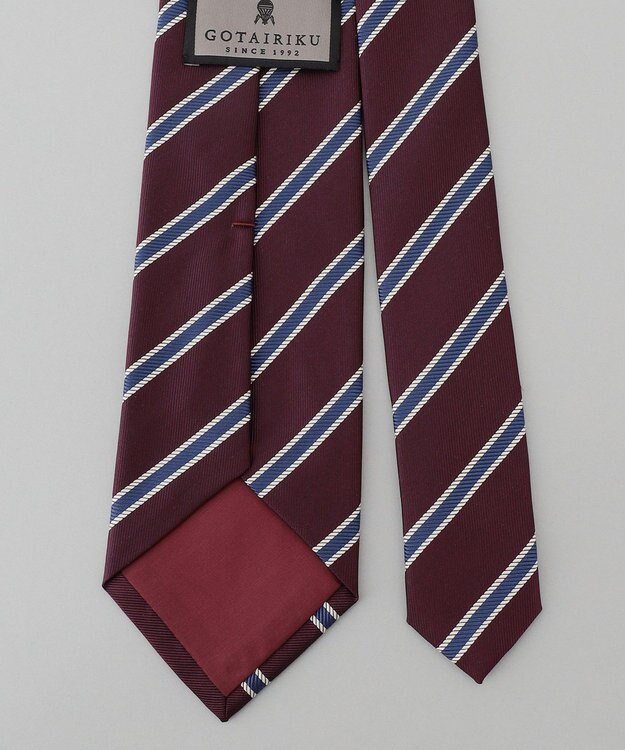 GOTAIRIKU 【日本製】シルク ネクタイ_レジメンタル ワイン系1