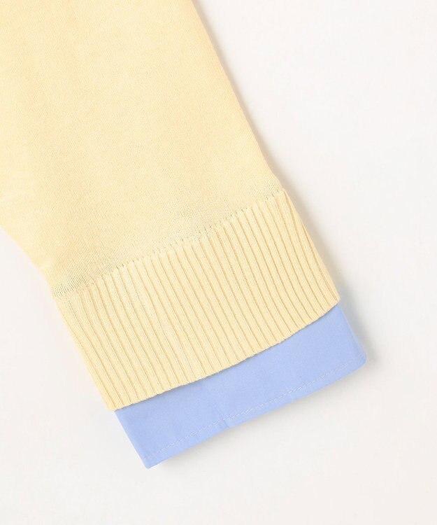 ANY L ファブリックコンビスキッパーニット イエロー×ブルー