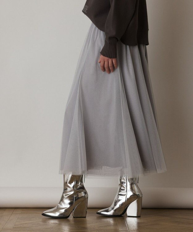 GRACE CONTINENTAL ラメチュールスカート シルバー