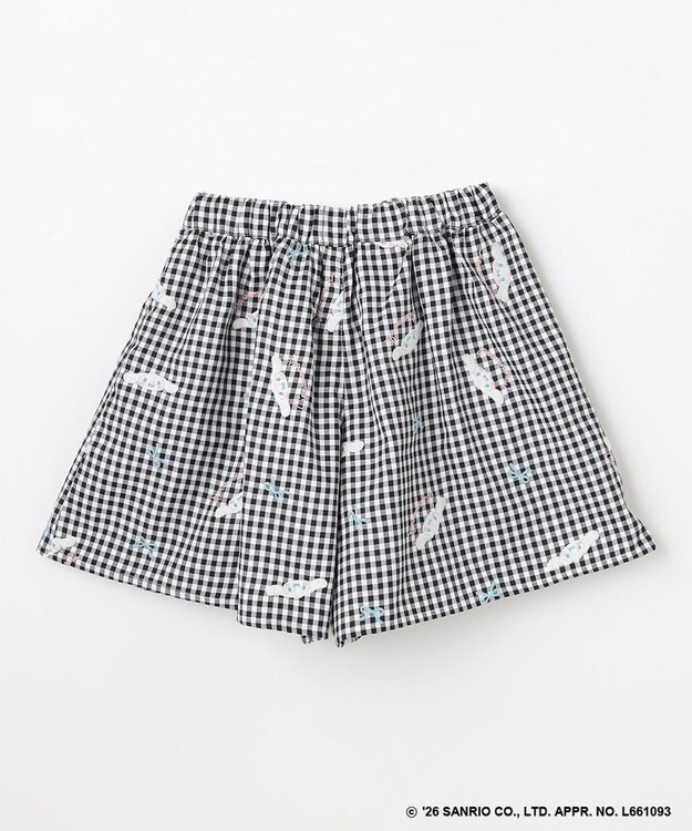 ANY KIDS 【シナモロール×ANY KIDS】刺繍 ギンガムキュロット ブラック×ギンガム