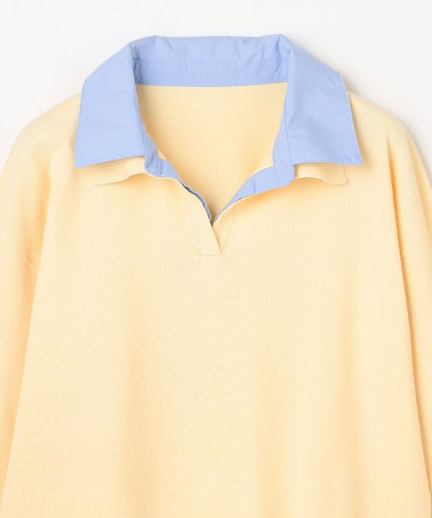 ANY L ファブリックコンビスキッパーニット イエロー×ブルー