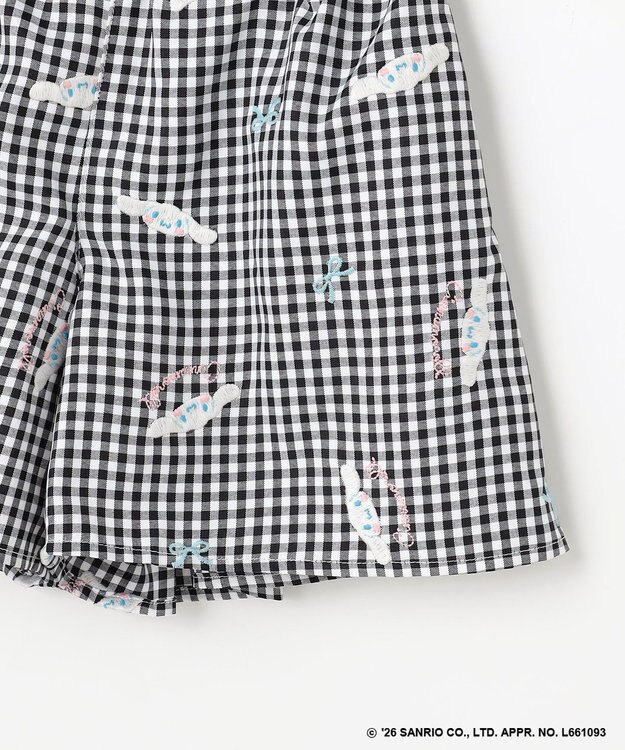 ANY KIDS 【シナモロール×ANY KIDS】刺繍 ギンガムキュロット ブラック×ギンガム