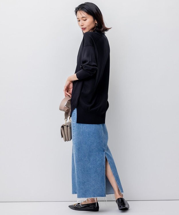 23区 S 【洗える】シルクコットン カーディガン ブラック系