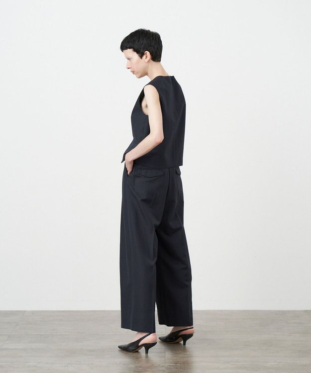 ATON WOOL LINEN SHRKSKIN | ウエストコート DARK NAVY