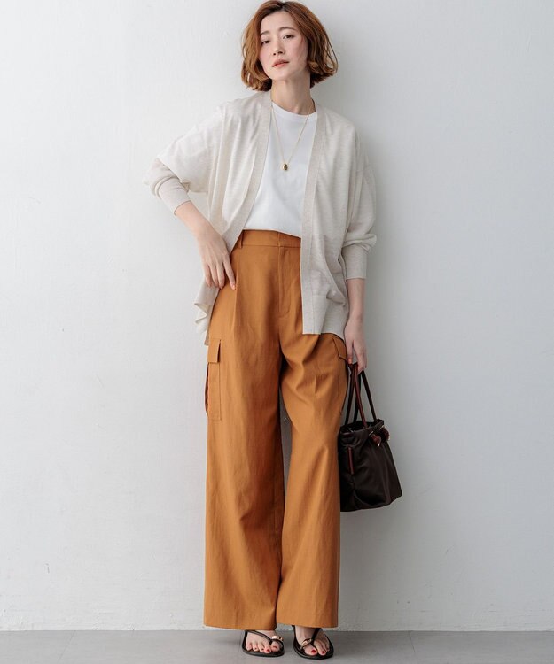 23区 L 【先行予約】シャイニーシアー フロントオープン カーディガン アイボリー系