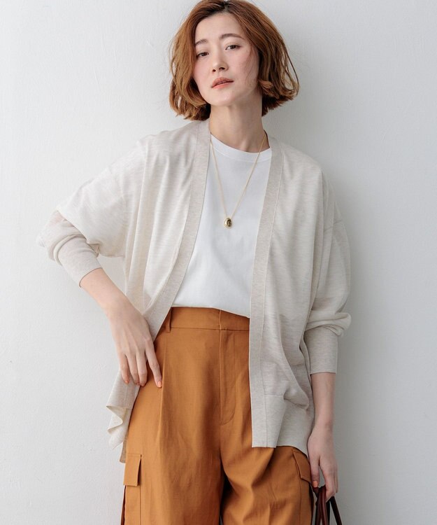 23区 L 【先行予約】シャイニーシアー フロントオープン カーディガン アイボリー系