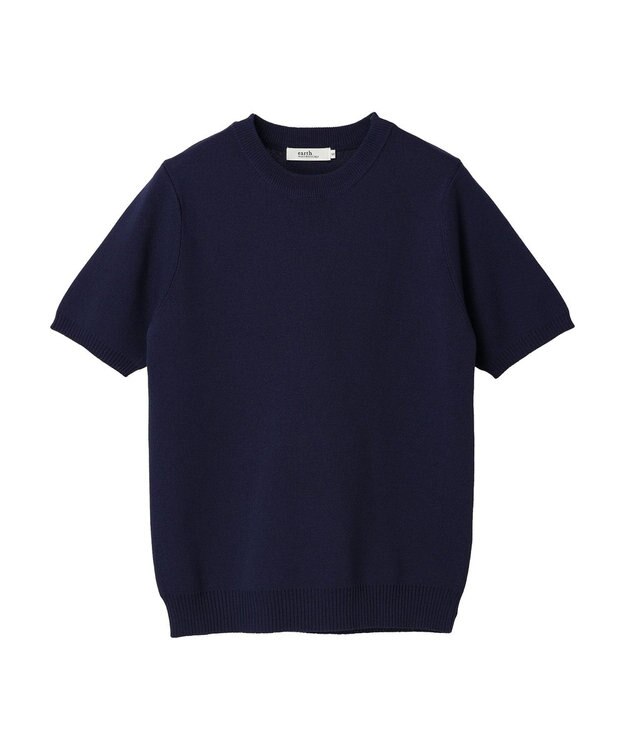 earth music&ecology 総針クルーネックハンソデプルオーバー Navy