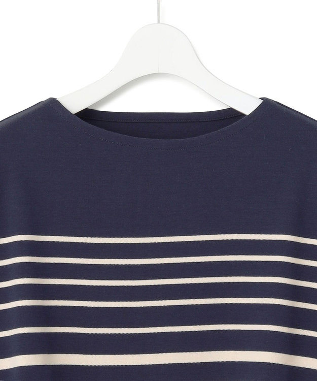 23区 L 【洗える】Armor-lux ベルスリーブボーダー カットソー グレイッシュブルー×ベージュ