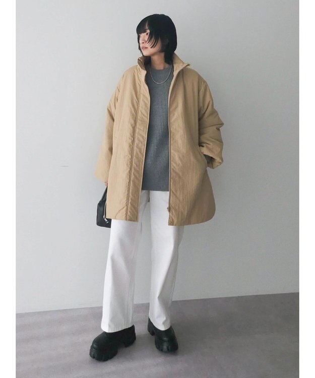 Green Parks ストレートタックデニムパンツ White