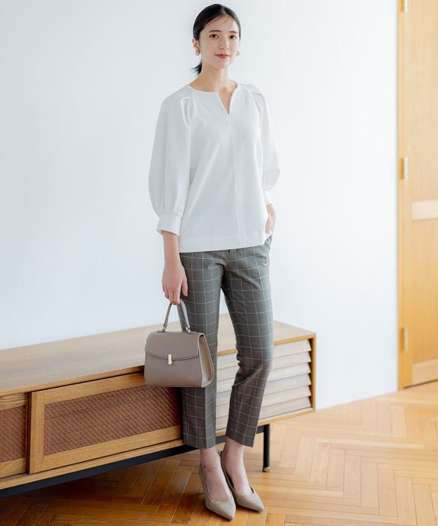 組曲 L 【洗える・WEB限定】2WAYウォームストレッチ テーパードパンツ ベージュ系3