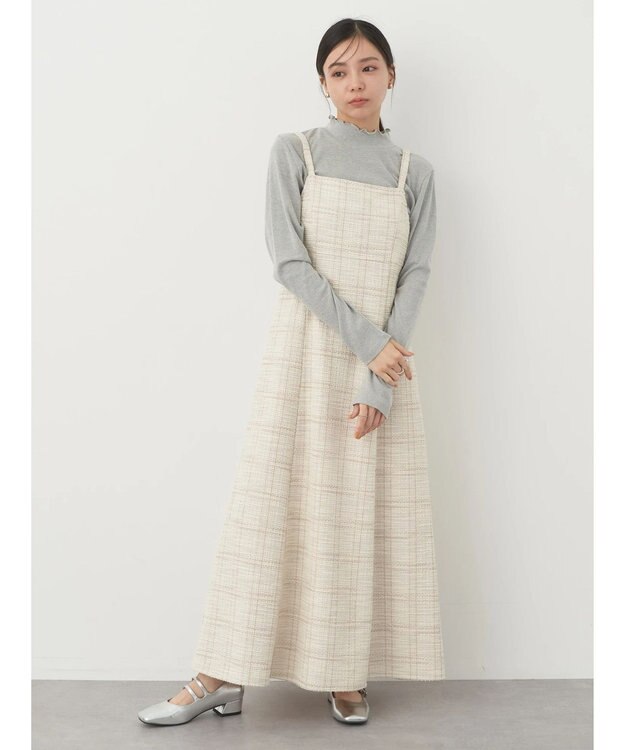 earth music&ecology ツイードワンピース（ｃｈｅｃｋ） Ivory