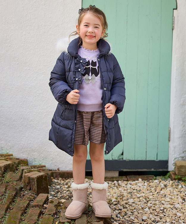 ANY KIDS 【洗濯機OK】中綿Aラインロングコート ネイビー