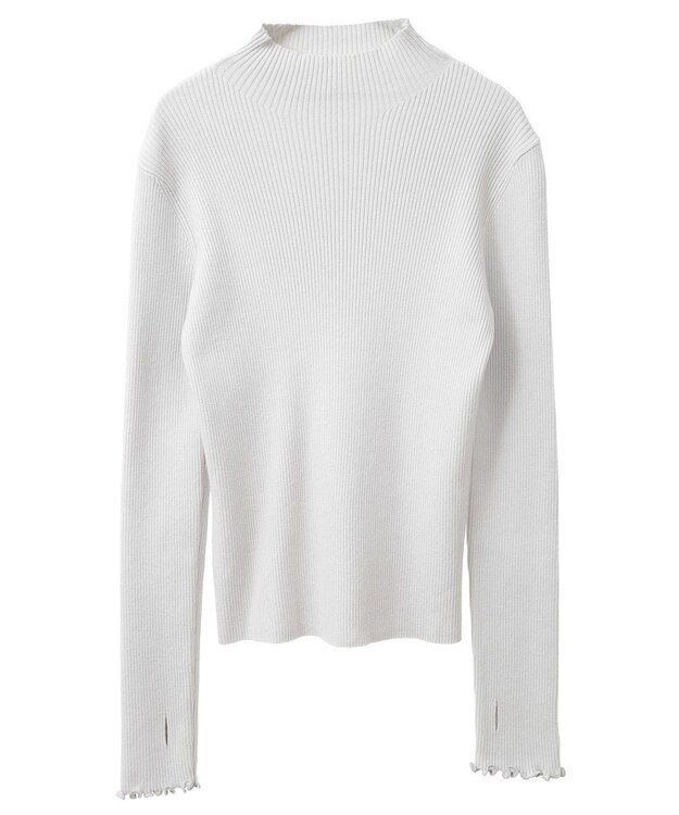 earth music&ecology 袖口刺繍リブニットプルオーバー Light Gray