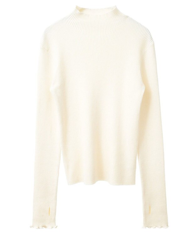 earth music&ecology 袖口刺繍リブニットプルオーバー Ivory