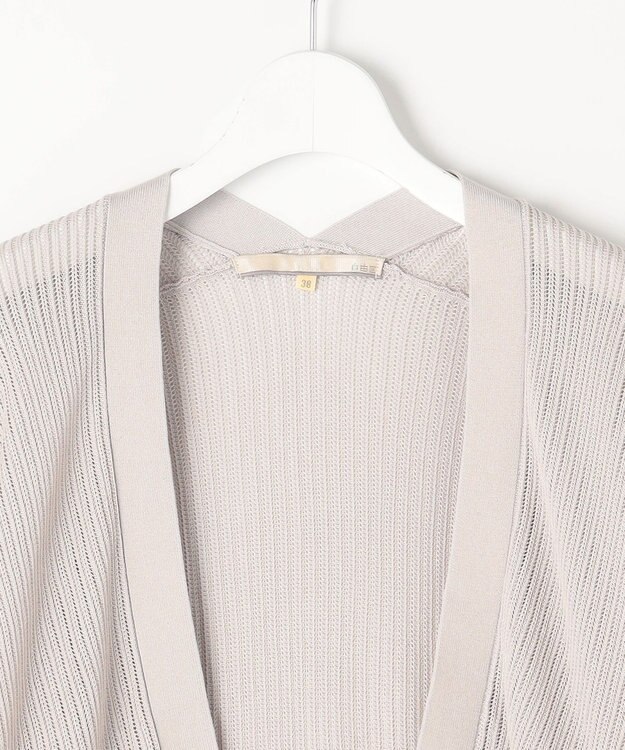 自由区 【洗える・XSサイズあり】ハイツイストコットンアセテートメッシュ カーディガン ベージュ系