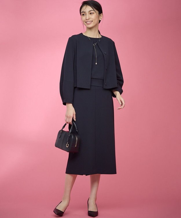 組曲 L 【KUMIKYOKU NAVY】コンフォータブルアムンゼン ノーカラージャケット ネイビー系