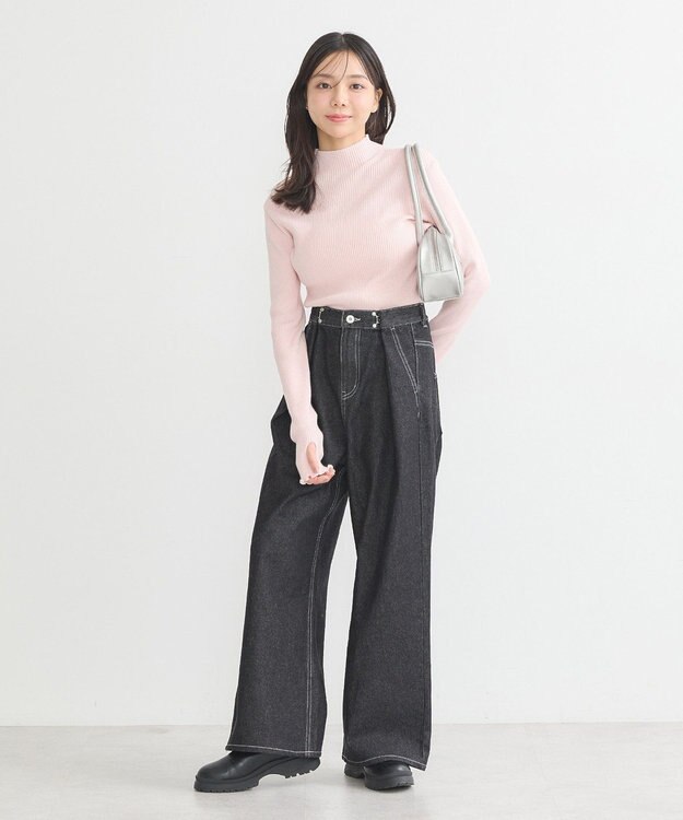 earth music&ecology 袖口刺繍リブニットプルオーバー Light Pink