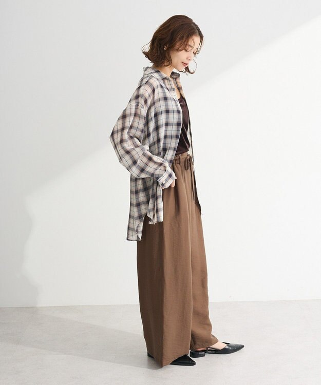 Green Parks カシュクールシアーシャツ Ivory