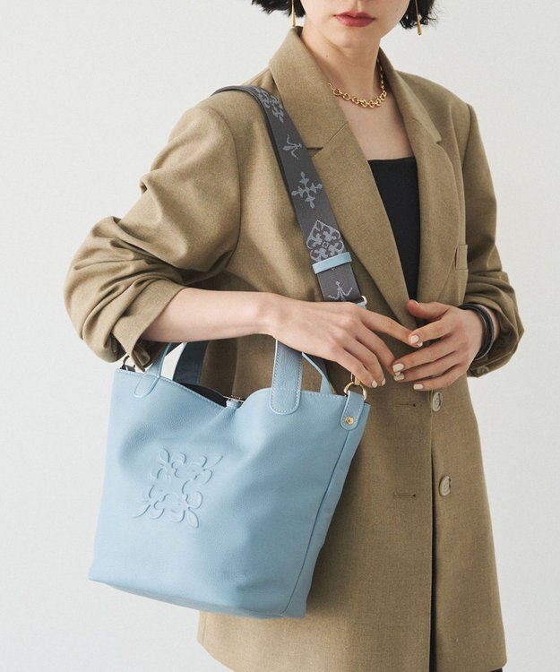 russet エンボスモノグラム2WAYミニトートバッグ(CE-1672-WEB) L.Blue