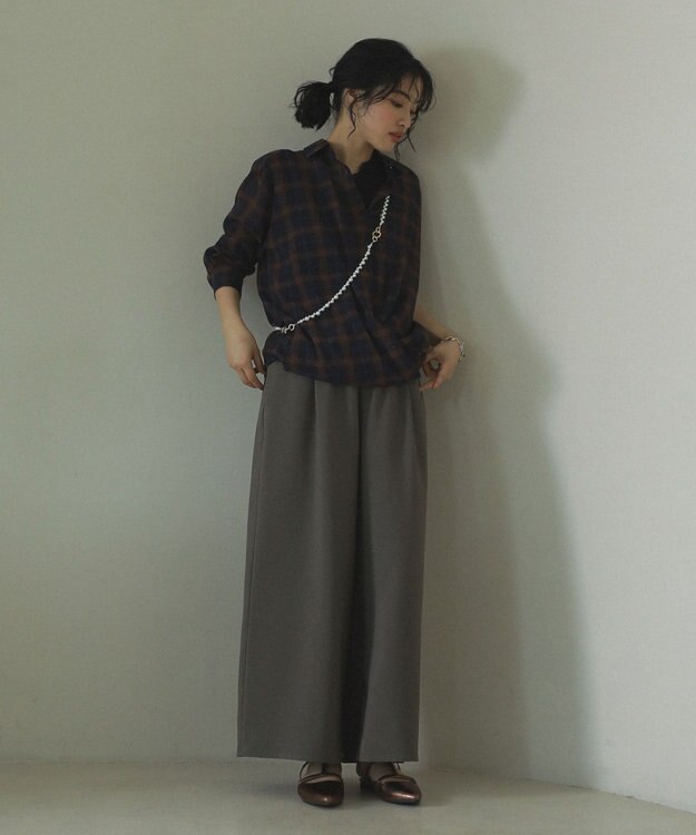 Green Parks カシュクールシアーシャツ Navy