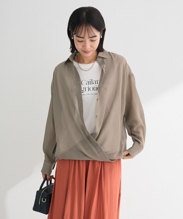 Green Parks カシュクールシアーシャツ Mocha