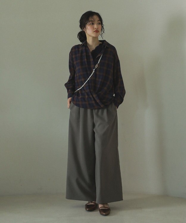 Green Parks カシュクールシアーシャツ Navy