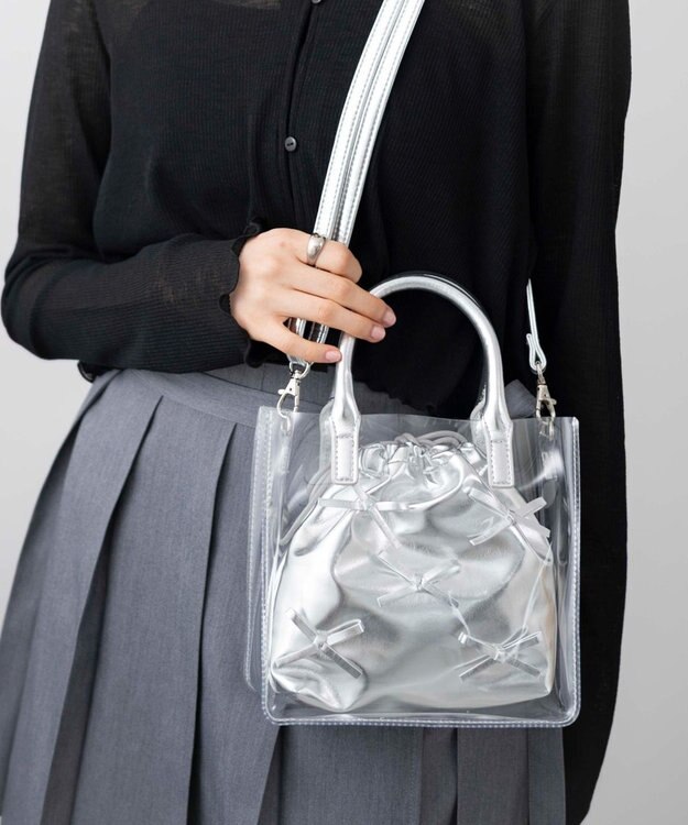 WEGO 巾着付きクリアショルダー シルバー