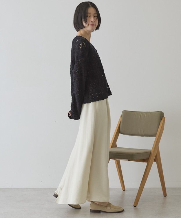 AMERICAN HOLIC 【前後2WAY】レース透かし編みニットカーディガン Black