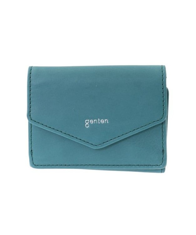 genten ピア ボックス3つ折り財布 ブルーグリーン