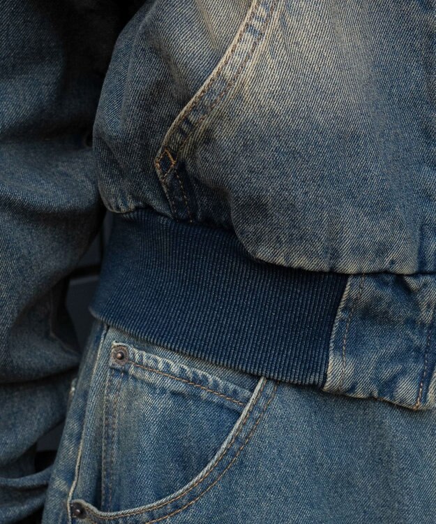 WEGO ファーフードデニムショートブルゾン デニム中濃加工色